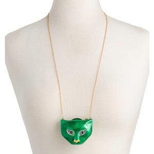 GUCCI Made In Italy Sterling Silver Green Enamel Animal Necklace